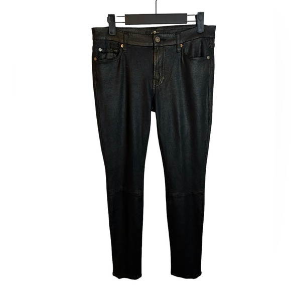 7 FOR ALL MANKIND BLACK COATED ANKLE PANTS - Picture 1 of 5